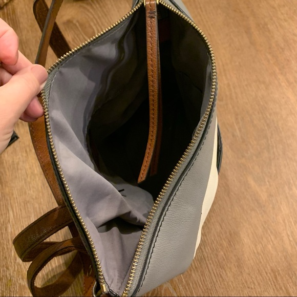 Fossil black, cream and gray hobo Amelia crossbody. - Picture 2 of 5